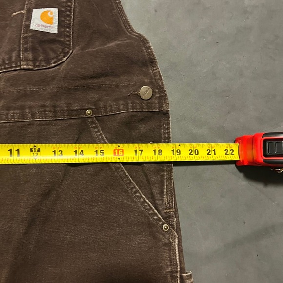 Carhartt Overalls Brown Bib Duck Double Knee R06 DKB Size 38X30 Actual Inseam 29 - Picture 5 of 8